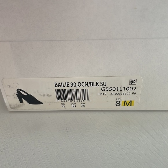 Diane Von Furstenberg Baile Two-Tone Black Blue Leopard Block Heel Sandals - Picture 4 of 8